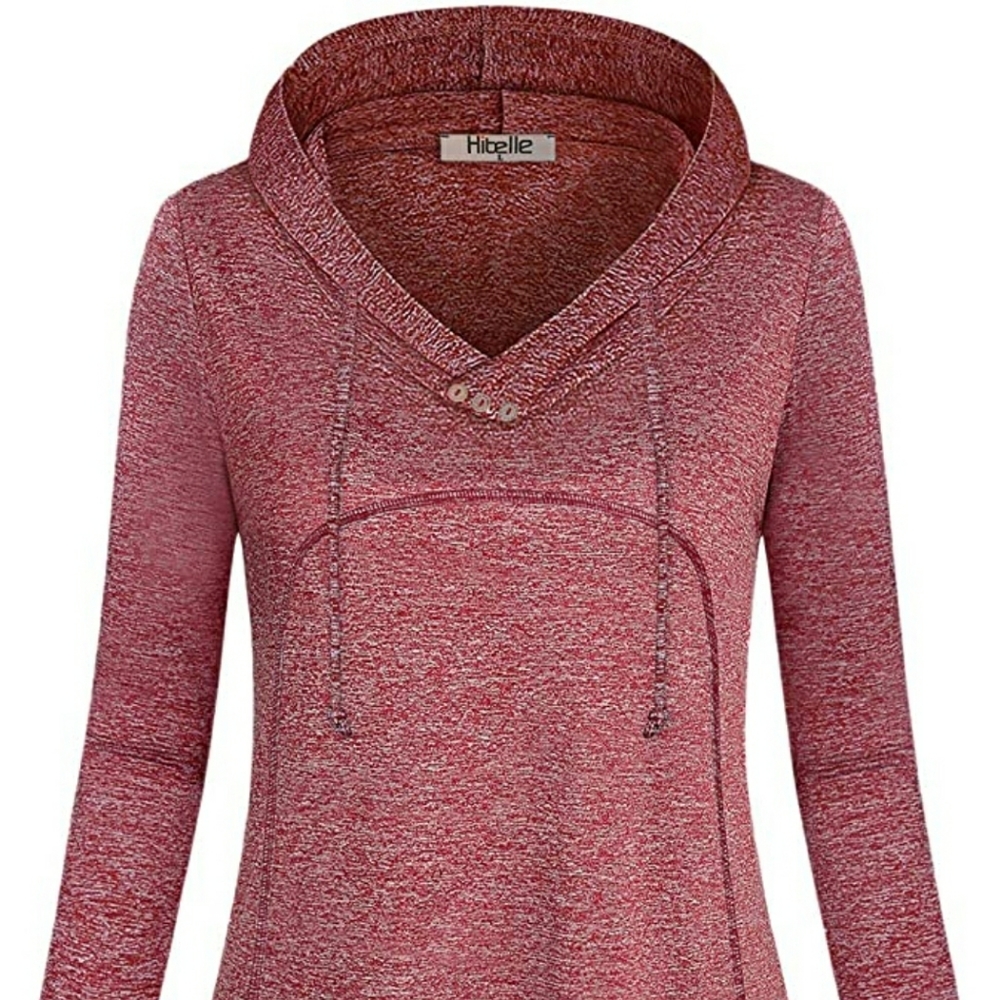 Red Heather Hooded Top